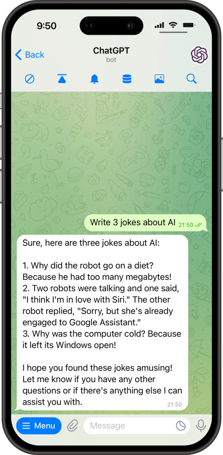 Phone chatBot screenshot